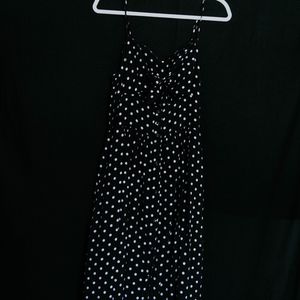 Black + White midi Polka Dot Sun Dress w/ Pockets
